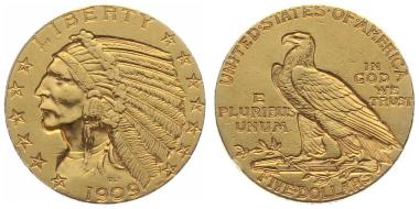 Preview: USA 5 $ 1909 o. Mzz. Indian Head